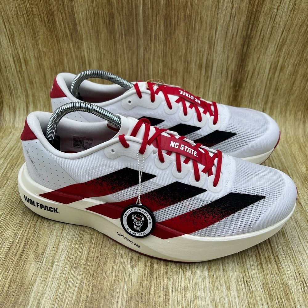 Adidas Adizero Evo SL NC State Wolfpack Mens 6 Women's 7 White Red Shoes JQ4571